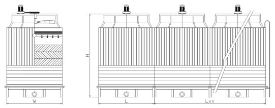 横流方型冷却塔外形图